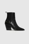 Anine Bing 85mm Bekah Croc Embossed Leather Boots In Black