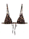 Anine Bing Adjustable Strap Triangle Cup Leopard Print Bikini Top In Brown