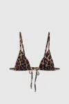 Anine Bing Adjustable Strap Triangle Cup Leopard Print Bikini Top In Black