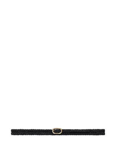 Anine Bing Belt Braided "small Double 'signature' Link" In Black