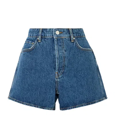 Anine Bing Dalton Denim Shorts In Blue