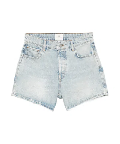 ANINE BING BELT-LOOP DENIM SHORTS