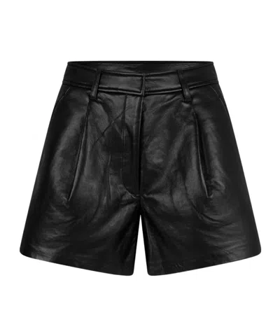 Anine Bing Black Trent Shorts In Leather Blend