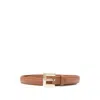 Anine Bing Nicola Leather Square-buckle Belt In Brown