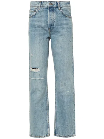 Anine Bing Benson High-rise Straight-leg Jeans In Blue