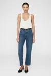 Anine Bing Benson High Rise Straight Jeans In Marine