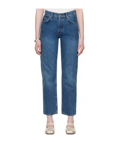 Anine Bing Benson Pouched Jeans In Blue