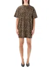 Anine Bing Mini Dress With Animal Print And Short Sleeves In Animal Print