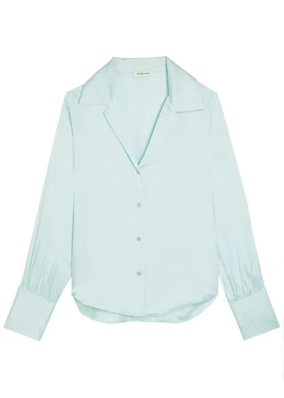 Anine Bing Bethany Silk-blend Shirt In Blue