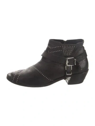 Pre-owned Anine Bing Bianca Leather Western Boots In Black