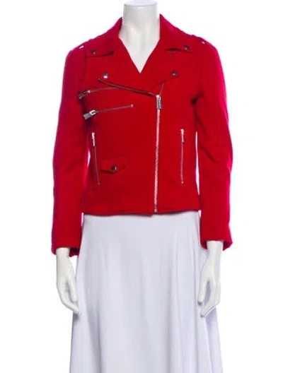 Pre-owned Anine Bing Biker Jacket In Red