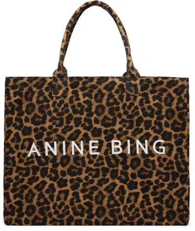 Anine Bing Black & Tan Leo Tote In Animal Print