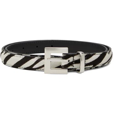 Anine Bing Black & White Nicola Belt In Animal Print