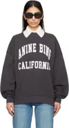 Anine Bing Miles Relaxed-fit Oversized Cotton Sweatshirt With Contrasting Logo In Washed Black