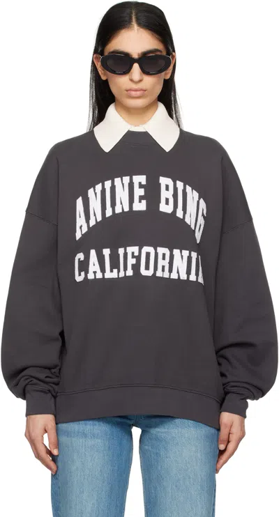 ANINE BING BLACK 'ANINE BING' MILES SWEATSHIRT