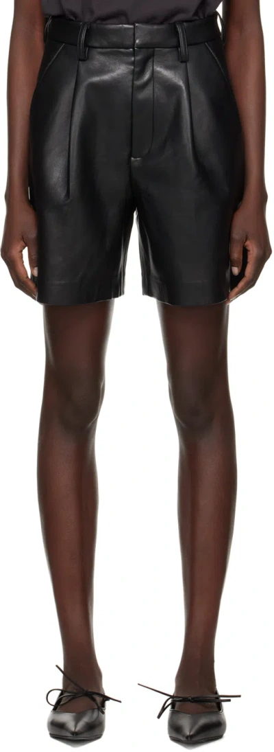 Anine Bing Classic Shiny Leather Shorts In Black
