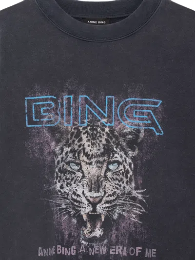 Anine Bing Black Cotton Leopard Sweatshirt In Gray