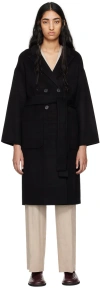 Anine Bing Womens Black Dylan Belted Wool And Cashmere Coat In Black