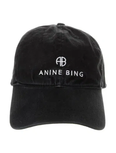 Pre-owned Anine Bing Black Embroidered Baseball Cap With Tags.
