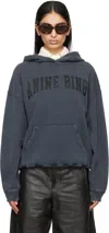 Anine Bing Harvey Logo-print Cotton Hoodie In Washed Black