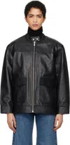 Anine Bing Long Sleeve Leather Jacket In Black