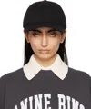 ANINE BING BLACK JEREMY FRAMED MONOGRAM BASEBALL CAP