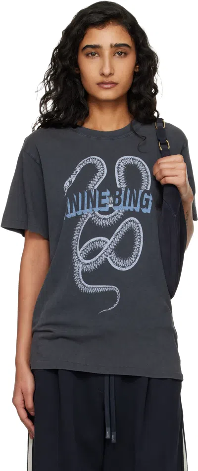 Anine Bing Black Lili Snake T-shirt In Gray