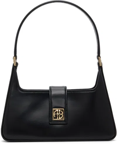 Anine Bing Lou Glossed-leather Shoulder Bag In Black