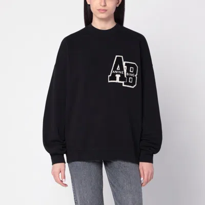 ANINE BING BLACK MILES LETTERMAN OVERSIZED SWEATSHIRT