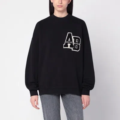 ANINE BING ANINE BING BLACK MILES LETTERMAN OVERSIZED SWEATSHIRT