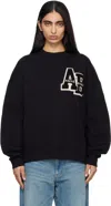 Anine Bing Miles Letterman Oversized Sweatshirt In Black