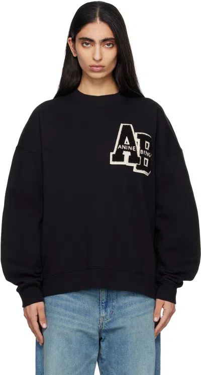 Anine Bing Black Miles Oversized Letterman Sweatshirt
