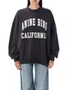 Anine Bing Miles Relaxed-fit Oversized Cotton Sweatshirt With Contrasting Logo In Gray
