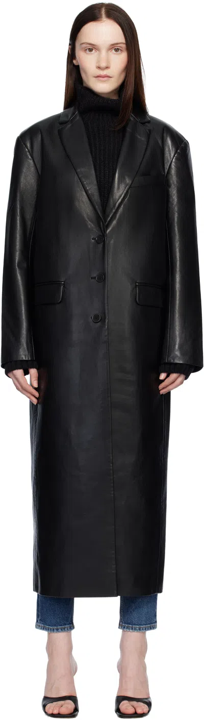 Anine Bing Black Quinn Leather Coat