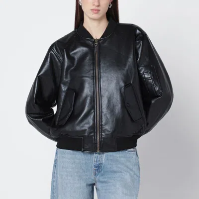 Anine Bing Black Regeneratedleather Bomber
