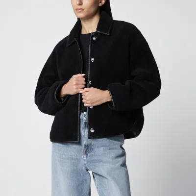 Anine Bing Casual Collared Jacket Relaxed Fit Front Pockets In Black