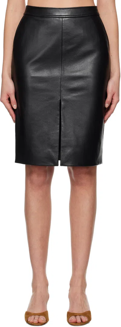 Anine Bing Black Tyra Leather Midi Skirt