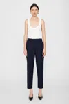Anine Bing Blaine Wool Blend Cropped Pants In Navy