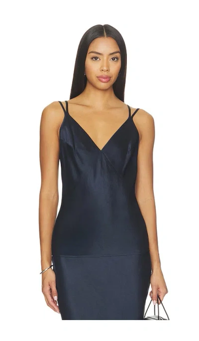 Anine Bing Blanca Satin Cami In Blue