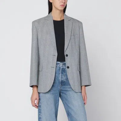 ANINE BING ANINE BING  BLAZER QUINN IN IVORY/BLACK HERRINGBONE