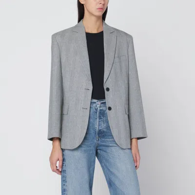 ANINE BING ANINE BING BLAZER QUINN IN IVORY/BLACK HERRINGBONE