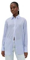 Anine Bing Blue And White Mini Stripe Plaza Shirt Multi In Blue