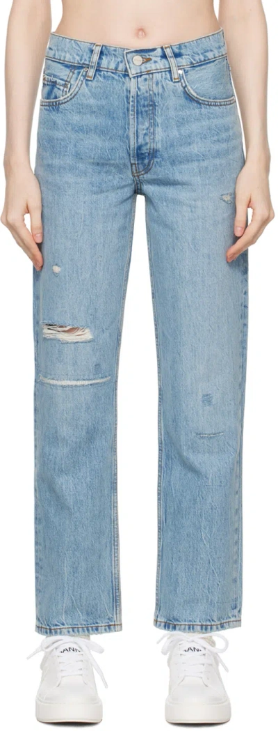 Anine Bing Cason Tee Graffiti In Ivory In Washed Blue