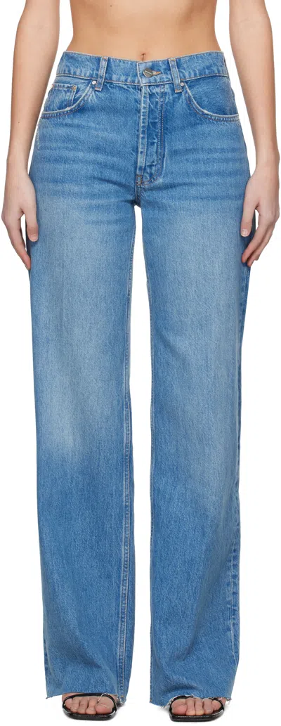 Anine Bing Blue Briley Jeans In Washed Blue