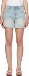 Anine Bing Dalton Distressed Denim Shorts In Blue