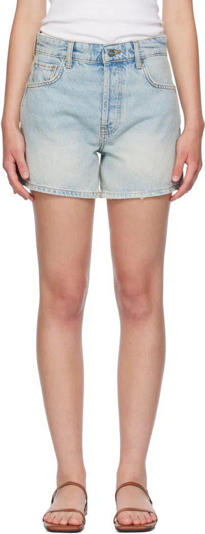 Anine Bing Blue Dalton Denim Shorts