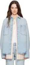 Anine Bing Dante Bleached Blue Denim Shirt In Washed Blue
