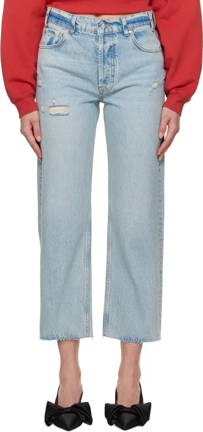Anine Bing Blue Gavin Jeans In Washed Blue
