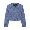 Anine Bing Cropped Tweed Jacket With Four Button Cuffs