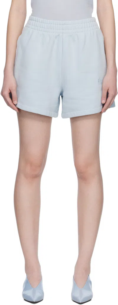 Anine Bing Blue Kam Framed Monogram Shorts In White